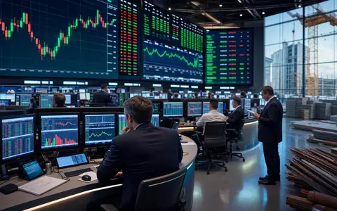 Martin Marietta Materials (US5732841060) im redaktionellen Kontext eines belebten Börsenparketts mit abstrakten Branchencharts im Hintergrund - Foto: THN