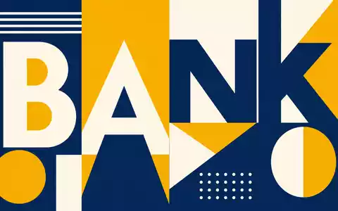 Geometrisches Bauhaus-Poster mit dem Wort BANK, ein Sinnbild für Danske Bank A/S, ISIN DK0010274414 - Foto: THN
