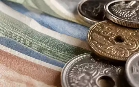 Makroaufnahme dänischer Banknoten und Münzen, thematisch passend zu Danske Bank A/S, ISIN DK0010274414, Finanzsektor - Foto: THN
