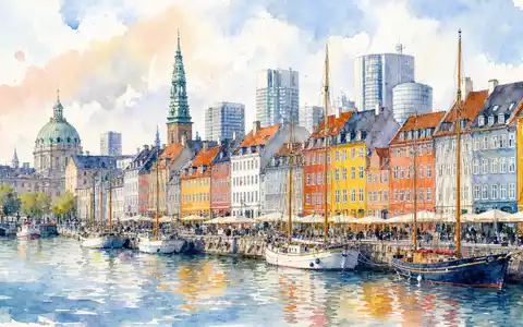 Aquarellmalerei der Kopenhagener Hafenkulisse repräsentiert den Heimatmarkt von Tryg A/S, ISIN DK0060636678, führendem nordischen Versicherungsunternehmen - Foto: THN