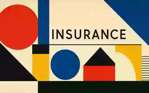 Bauhaus-Poster mit geometrischen Formen und Begriff Insurance visualisiert die Branche von Tryg A/S, ISIN DK0060636678 - Foto: THN
