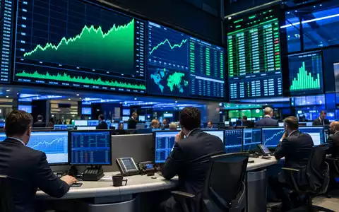 Börsen-Editorial mit Trading-Floor und Charts symbolisiert die Notierung von Tryg A/S, ISIN DK0060636678 - Foto: THN