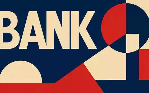 Geometrisches Bauhaus-Poster mit dem Wort BANK steht sinnbildlich fĂŒr Sydbank A/S, Aktie mit ISIN DK0010311471 - Foto: THN