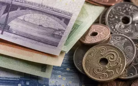 Makroaufnahme dänischer Banknoten und Münzen veranschaulicht das Kerngeschäft von Sydbank A/S, ISIN DK0010311471 - Foto: THN