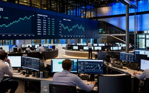 Editorial-Foto des Nasdaq-Copenhagen-Handelssaals mit OMXC25-Charts illustriert den Börsenplatz von Sydbank A/S, DK0010311471 - Foto: THN