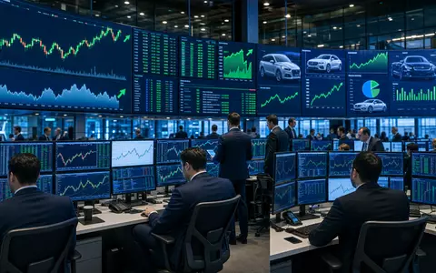 Börsen-Editorial zeigt Trading-Floor mit Kurscharts zum Handel der Mercedes-Benz Group AG (DE0007100000) an der Xetra - Foto: THN