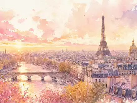 Der Hauptsitz von L'Oréal S.A. (FR0000120321) liegt im eleganten Paris, dargestellt in Aquarell-Optik - Foto: THN
