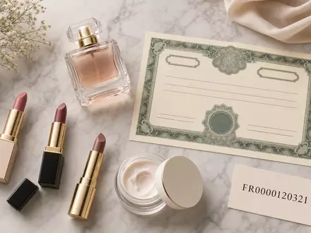 Dieses Flatlay-Arrangement mit Kosmetikprodukten symbolisiert die Aktie von L'Oréal S.A. mit ISIN FR0000120321 - Foto: THN