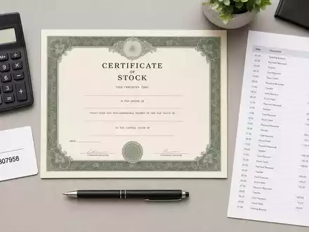 Jyske Bank A/S (DK0010307958) illustriert als Flatlay mit Aktienzertifikat, ISIN-Karte, Kontoauszug und Taschenrechner - Foto: THN