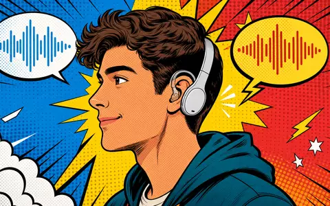 Pop-Art-Comic mit Kopfhörer und Hörgerät illustriert die Audiobranche von GN Store Nord A/S (DK0010272632) - Foto: THN