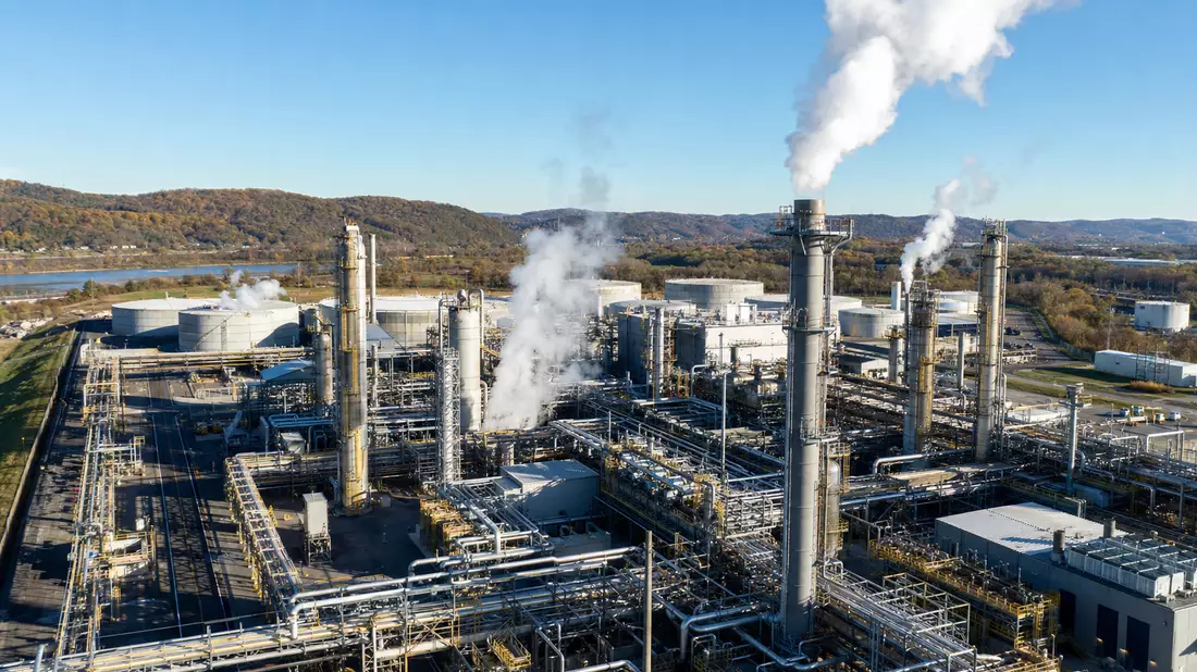 Luftaufnahme einer Wasserstoff-Produktionsanlage in Pennsylvania, USA