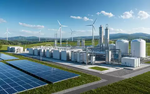 Air Products & Chemicals Inc. US0091581068 architectural CGI render green hydrogen plant solar electrolysis - Foto: THN