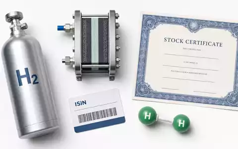 Air Products & Chemicals Inc. US0091581068 flatlay H2 canister electrolysis cell stock certificate ISIN - Foto: THN