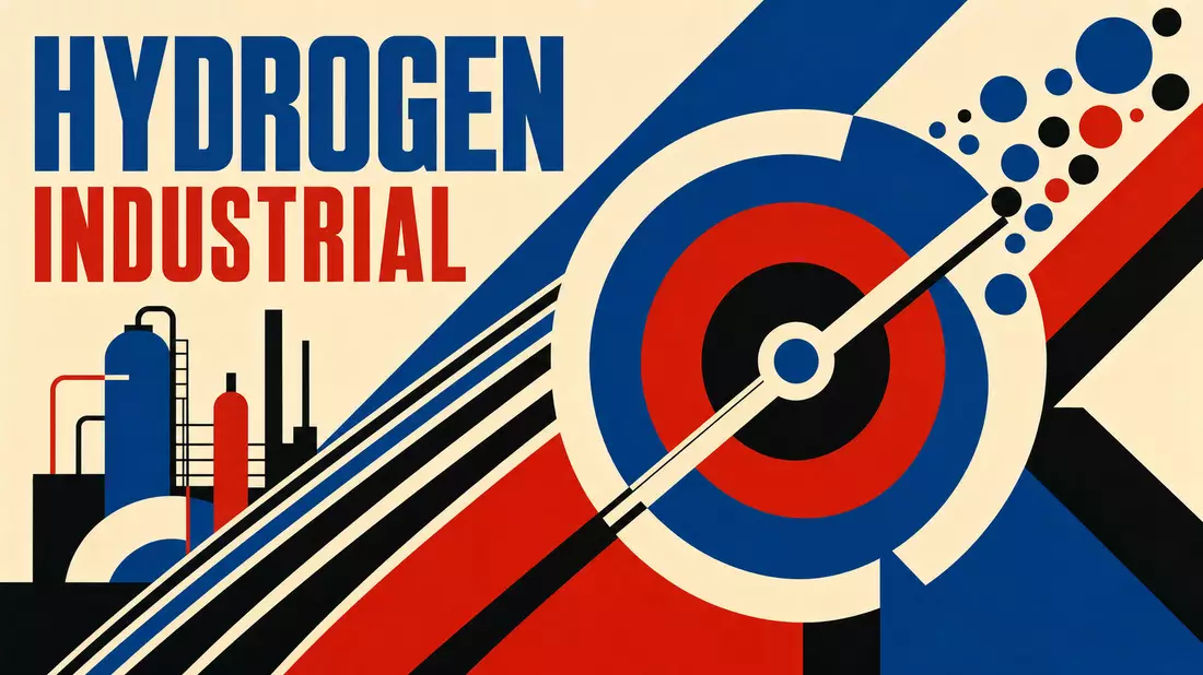 Bauhaus-Konstruktivismus-Poster mit geometrischen Formen und HYDROGEN INDUSTRIAL Text
