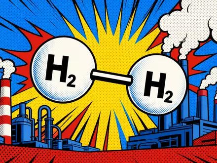 Air Products & Chemicals Inc. US0091581068 pop art H2 molecule comic Lichtenstein halftone factory - Foto: THN