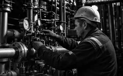 Air Liquide S.A. Techniker inspiziert Hochdruck-Gasleitungen und Ventile im Werk, ISIN FR0000120073 - Foto: THN