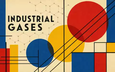 Air Liquide S.A. Bauhaus-Poster INDUSTRIAL GASES mit farbenfrohen geometrischen Formen, ISIN FR0000120073 - Foto: THN