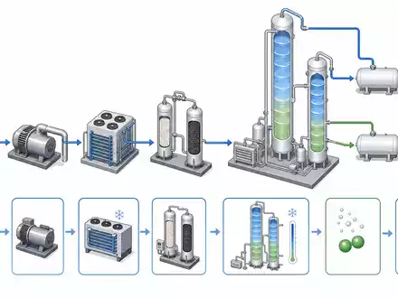 Air Liquide S.A. isometrisches 3D-Diagramm der Air Separation Unit Luftzerlegung O2 N2, ISIN FR0000120073 - Foto: THN