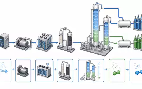 Air Liquide S.A. isometrisches 3D-Diagramm der Air Separation Unit Luftzerlegung O2 N2, ISIN FR0000120073 - Foto: THN