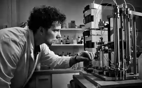 Agilent Technologies Inc. (US00846U1016) black-and-white documentary scientist operating chromatography instrument dramatic reportage - Foto: THN