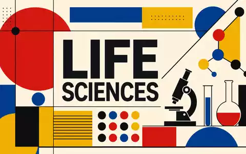 Agilent Technologies Inc. (US00846U1016) Bauhaus graphic design poster bold geometry LIFE SCIENCES primary colors - Foto: THN
