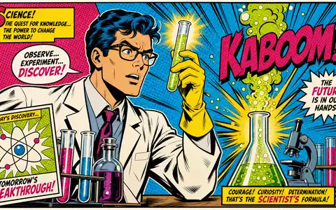 Agilent Technologies Inc. (US00846U1016) pop art comic scientist laboratory discovery breakthrough vibrant retro illustration - Foto: THN