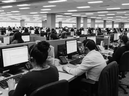AFLAC Inc. black-and-white reportage of administrative insurance call center operations, ISIN US0010551028 - Foto: THN