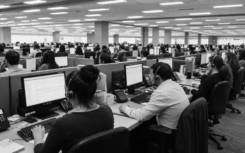 AFLAC Inc. black-and-white reportage of administrative insurance call center operations, ISIN US0010551028 - Foto: THN