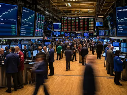AFLAC Inc. NYSE stock exchange trading floor editorial photograph with insurance financials charts, ISIN US0010551028 - Foto: THN