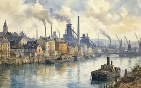 Vallourec S.A. (FR0000125684) inspiriert dieses Aquarellbild einer traditionsreichen französischen Industriestadt direkt am ruhigen Fluss - Foto: THN