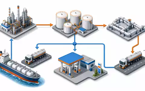 Isometrisches Diagramm zeigt Energie-Wertschöpfungskette von Rubis SCA (ISIN FR0000060618) von Raffinerie bis Tankstelle - Foto: THN