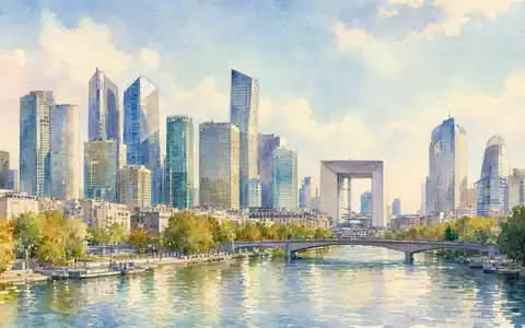 Alten SA (FR0000071946) hat seinen Hauptsitz nahe Paris, dargestellt hier als stilvolle Aquarell-Skyline-Ansicht - Foto: THN