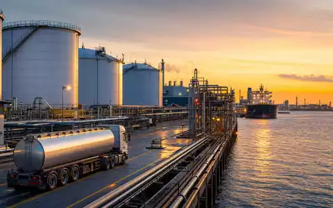 Fotorealistische Ansicht eines Öllogistik-Terminals symbolisiert Bolloré SE FR0000039299 als diversifizierten Mischkonzern mit Logistik-Medien-Schwerpunkt - Foto: THN
