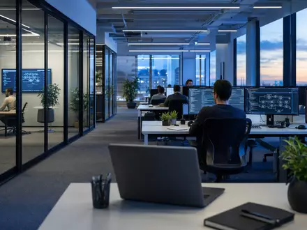 Sopra Steria Group FR0000050809 zeigt modernes IT-Büro mit Entwicklern an Arbeitsplätzen bei digitaler Systemintegration - Foto: THN