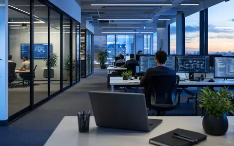 Sopra Steria Group FR0000050809 zeigt modernes IT-Büro mit Entwicklern an Arbeitsplätzen bei digitaler Systemintegration - Foto: THN