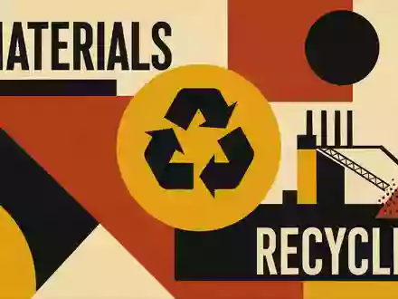 Umicore S.A. (BE0974320526) inspiriert dieses Bauhaus-Poster zu den Themen MATERIALS und RECYCLING in geometrischer Form - Foto: THN