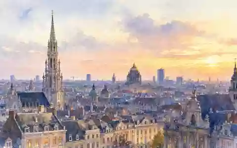 Aquarellgemälde der Brüsseler Skyline steht für Groupe Bruxelles Lambert SA, ISIN BE0003797140, sanfte Farben - Foto: THN
