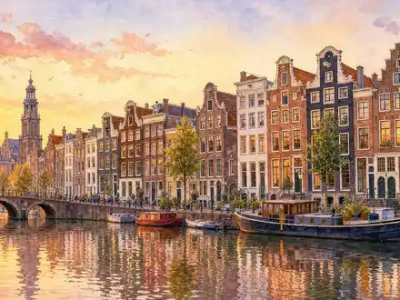 ABN AMRO Bank N.V. mit ISIN NL0011540547 als Aquarellbild der Amsterdamer KanÀle und GrachtenhÀuser - Foto: THN