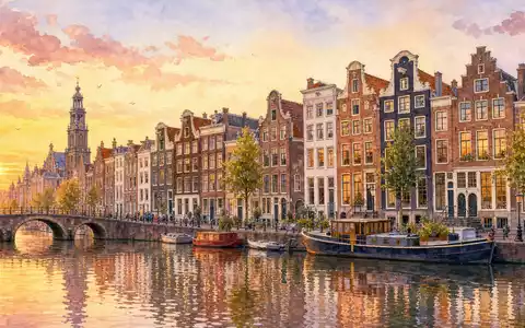 ABN AMRO Bank N.V. mit ISIN NL0011540547 als Aquarellbild der Amsterdamer Kanäle und Grachtenhäuser - Foto: THN
