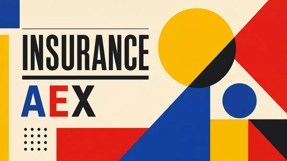Geometrisches Bauhaus-Poster mit Formen und Sektor-Schriftzug INSURANCE