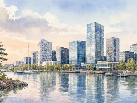 Aquarellansicht von Espoo zeigt das Nordic-Umfeld, in dem Tietoevry Oyj (ISIN FI0009000277) seinen Hauptsitz betreibt - Foto: THN