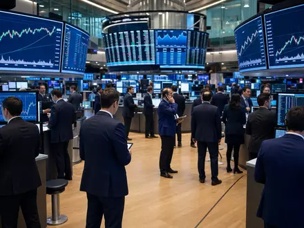 Trading-Floor-Szene illustriert das Marktumfeld, in dem Tietoevry Oyj (ISIN FI0009000277) an Nasdaq Helsinki notiert ist - Foto: THN