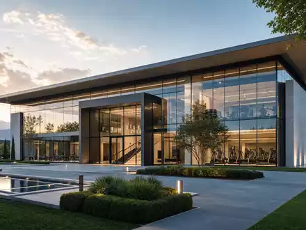 Architektur-Render eines modernen Firmengebäudes symbolisiert den Hauptsitz von Technogym S.p.A. (ISIN IT0005162406) in Italien - Foto: THN