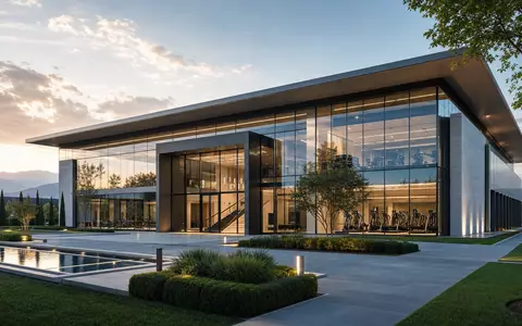 Architektur-Render eines modernen Firmengebäudes symbolisiert den Hauptsitz von Technogym S.p.A. (ISIN IT0005162406) in Italien - Foto: THN
