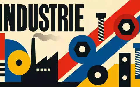 Fastenal Co. Industriesektor als geometrisches Bauhaus-Poster mit dem Sektor-Text INDUSTRIE, ISIN US3119001044 - Foto: THN