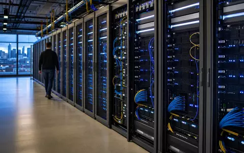 F5 Inc. zeigt modernes Rechenzentrum mit Serverracks und Netzwerktechniker am Standort Seattle ISIN US3156161024 - Foto: THN
