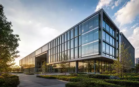 F5 Inc. architektonisches Render eines modernen gläsernen Technologie-Hauptsitzes am Stadtrand ISIN US3156161024 - Foto: THN