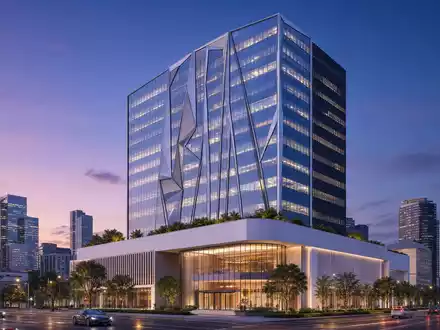 FactSet Research US3030751057 – Architektur-Render zeigt modernes Hochhaus im nächtlichen urbanen Finanzdistrikt - Foto: THN
