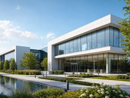 Modernes Architektur-Rendering einer Firmenzentrale repräsentiert den Unternehmenssitz von Lotus Bakeries NV BE0003604155 - Foto: THN