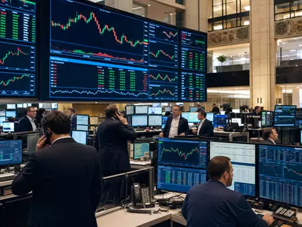 Börsen-Editorialfoto vom Trading-Floor in Brüssel begleitet die Aktienkursentwicklung von Lotus Bakeries NV BE0003604155 - Foto: THN